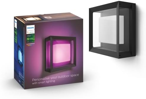 Philips Hue Econic White and Colour Ambiance LED Smart Garden Wall Light [Square Porch Light], Works with Alexa, Google Assistant and Apple Homekit
