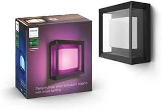 Philips Hue Econic White and Colour Ambiance LED Smart Garden Wall Light [Square Porch Light], Works with Alexa, Google Assistant and Apple Homekit