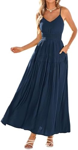 KIRUNDO Vestidos de verão para mulheres, alças finas, sem mangas,...