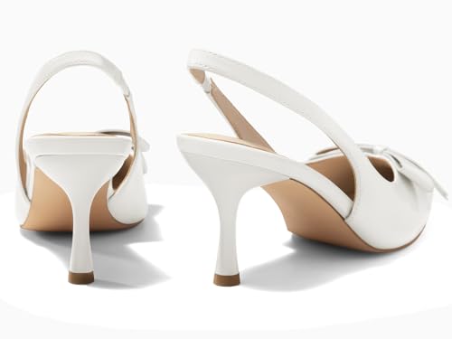 Image of Coutgo Womens Slingback Kitten Heels Bow Closed Pointed Toe Pumps Slip on Office Work Dress Shoes