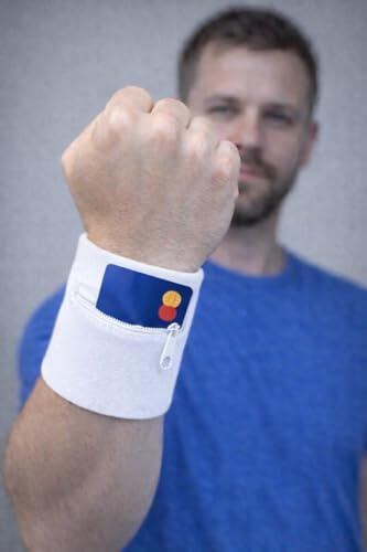 Image of Suddora Zipper Wrist Pouch - Sweatband /Wristband Wallet for Keys, ID, Cards, Cash