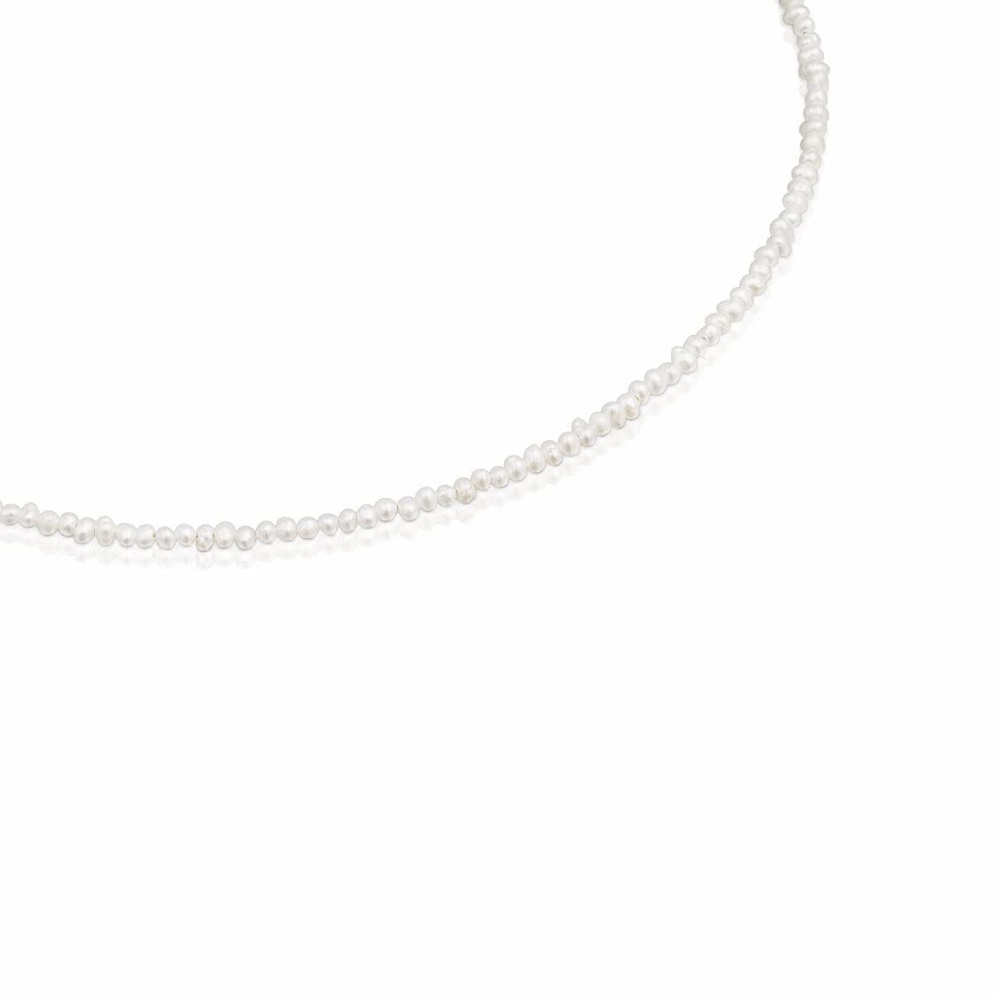 TOUS Gargantilla con Baño de Oro 18Kt sobre Plata para Mujer con Perlas Redondas Blancas de 2mm, Largo 38 cm, Elegante y Versátil, Colección Camille