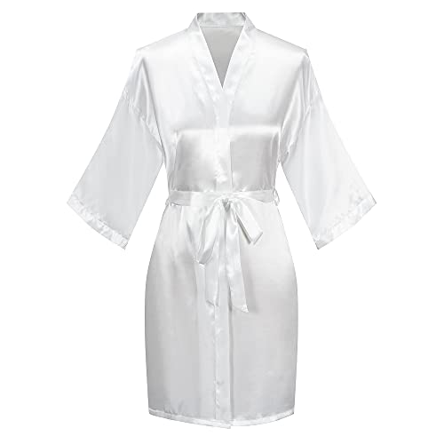 Women's Wedding Robe Bride Bridesmaid Short Satin Kimono Silk Robes for Getting Ready Bridal Party2