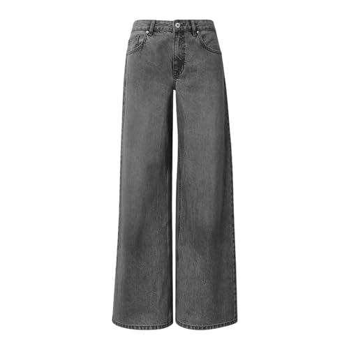 Jeans anchos de mujer con cintura media elástica y tejido suave para el día a día