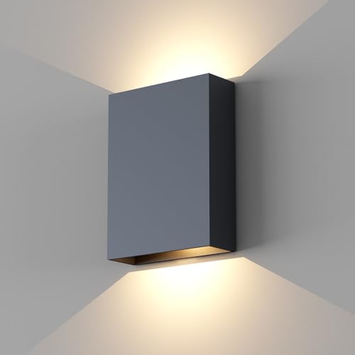 Image of Up and Down Wall Lights for Bedroom LED Wall Lights, 6.3'' Mordern Porch Light, IP65 Waterproof Wall Lamp 10%-100% Dimmable, 120-277V, 15.5W 3000K CRI90+ (Black)