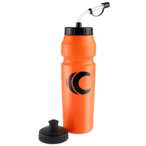 Image of Cannon Sports 1 Liter Sports Water Bottle, BPA-Free, 34 Oz Capacity, Large Mouth, 2 lids (Straw and Squeeze), Great For Helmet Sports Such As Hockey, Lacrosse, Football, Boxing (Orange)