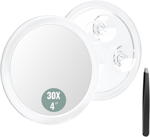 Auxmir 30X Espejo de Maquillaje 10cm con Ventosa de Aumento para Pared Baño Portátil