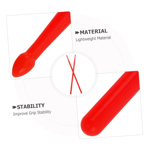 Par de baquetas plásticas con agarre anti-deslizante rojo miniatura 3