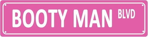 Booty Man BLVD Funny Metal Tin Sign Wall Decor for Garden Wall Home Farm Yard Front Door Indoor Outdoor Street Sign 4x16 Inch