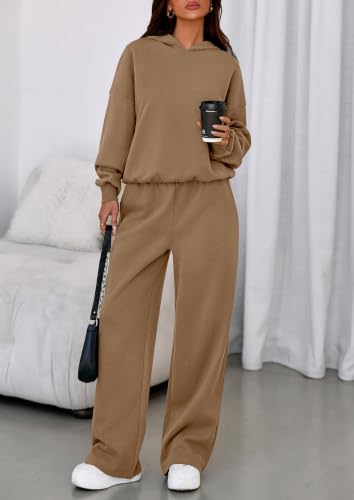 Image of PRETTYGARDEN Womens Sweatsuits 2 Piece Set 2026 Casual Winter Long Sleeve Hoodie Loose Wide Leg Sweatpants Fall Tracksuit