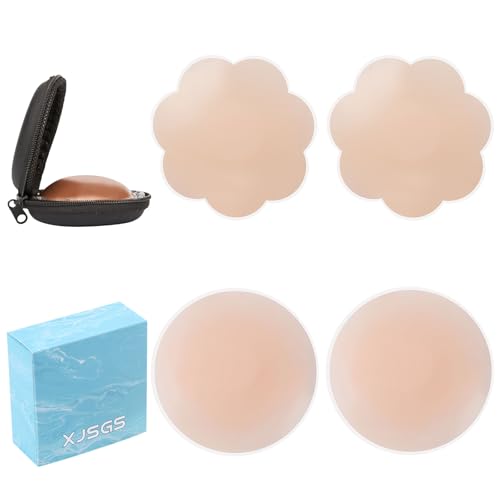XJSGS Nipple Covers Nipple Pasties Invisible Silicone Nipple Cover Reusable Adhesive Nipple Stickers(2pairs)