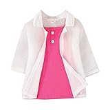White Seven Point Sleeve Lapel Shirt+Rose Red Sleeveless Vest Girl Fashion Two Suit Gab Baby Girl (Red, 2-3 Years)