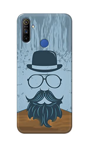 Image of PRINTFIDAA Mustache Beard and Hairstyle Hipster in Glasses Printed Designer Hard Case for Realme Narzo 10A / 20A Back Cover -(e) RPM1002