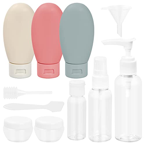 Flacon Voyage avec Sac de Rangement 12Pcs Étanches Bouteille Vide Voyage Réutilisables, Sans BPA, pour Cosmétiques, Shampoings, Lotions, Accessoires de Voyage Aéroport Cover