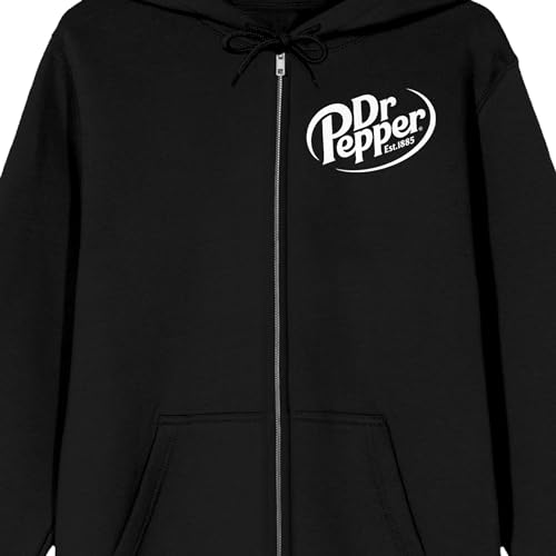 Bioworld Dr. Pepper Devilishly Different Long Sleeve Men's Black Zip-Up Hooded Sweatshirt2