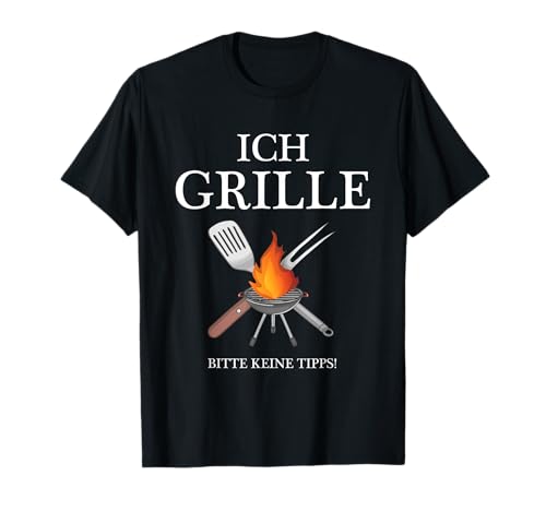 Lustige Grillen BBQ Geschenke für Männer am Grill - ICH GRILLE Bitte keine Tipps - BBQ Grillmeister Griller T-Shirt Schwarz Klein EU 38-40