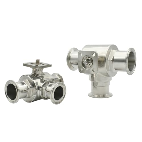 Válvula de bola de 3 vías T de acero inoxidable 316L sanitaria de 25mm con acople clamp