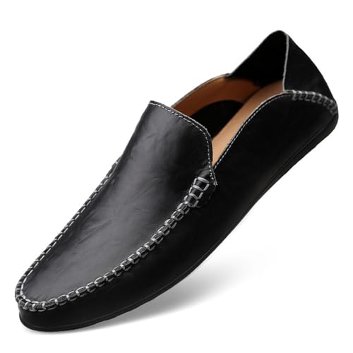 Men's Casual Genuine Leather Slip On Soft Driving Walking Shoes Penny Loafer Flats Shoes