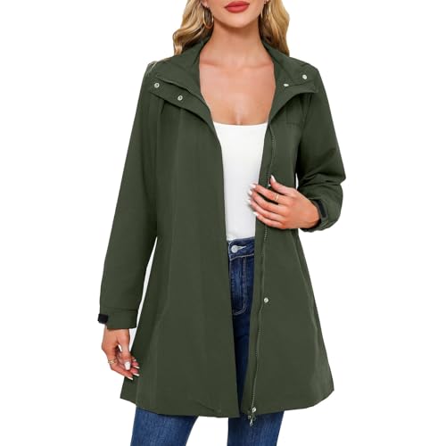Trench Coat for Women 2025 Lined Casual Lightweight Waterproof Windbreaker Jacket with Hood Travel Raincoat2