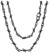 [FindChic] ネックレス メンズ チェーン 有刺鉄線 サージカルステンレス 金属アレルギー対応 チェーンネックレス 幅6mm ヒップホップ パンク チョーカー トゲトゲ 棘 アクセサリー...