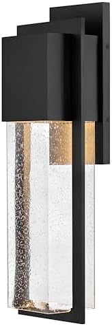 Lark Alex 25.5" Outdoor Wall Mount Lantern, Clear Seedy Glass, Anti-Fading, Dark Sky Compliant, Black Finish