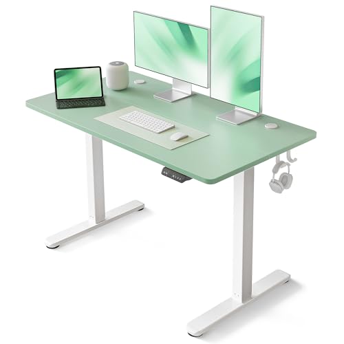 Image of FEZIBO Electric Standing Desk, 48 x 24 Inches Height Adjustable Stand up Desk, Sit Stand Home Office Desk, Computer Desk, Green