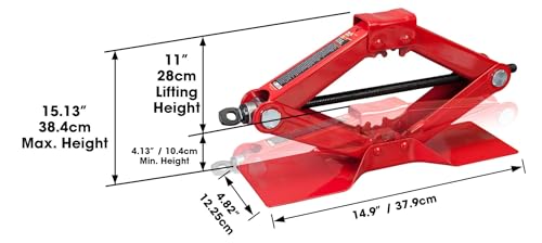 BIG RED Kit de carro T10152 Torin Steel Scissor Lift Jack T10152, capacidade de 1,4 kg, vermelho