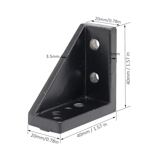 Image of 20 Sets 2020 Aluminum Extrusion T Slot Corner Bracket 20 Series Extruded Hardware 90 Degree Right Angle Connector with M5 Bolts Nuts for 20 /20 80 20 2040 T V Slot Black Aluminum Profile