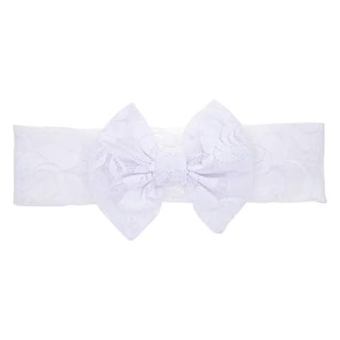 Qiansail Baby Girls Lace Bow Headband Elastics Bow Knot Hairband Headwrap for Newborn Infant Toddlers Kids (White) Cover