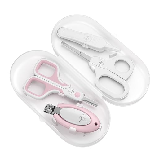 Image of Little Martin's: Baby Nail Care Kit - Pink - 4pc Grooming Set, 1 Clipper, 2 Scissors, 1 Tweezer, Storage Case, Ergonomic Design, Infant-Baby-Kids