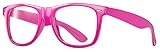Iconic Square Horn Rimmed Clear Lens Retro Glasses (Hot Pink, 52)