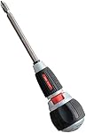 ANEX Ratcheting Screwdriver Ball Handle, Japanese Heavy Duty Magnetic Bit Set (Phillips+2, Flat Head-6), Quick Ball Grip 72 Gear Ratchet Screwdriver, Made in Japan