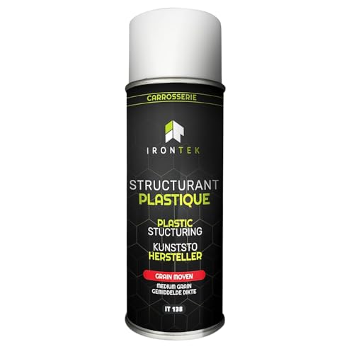Rénovation Pare-Chocs 500ml - IRONTEK | IT138 | Restructurant Plastique Grain Moyen | Forte Adhérence | Haut Pouvoir Couvrant | Formule Professionnelle Carrossier