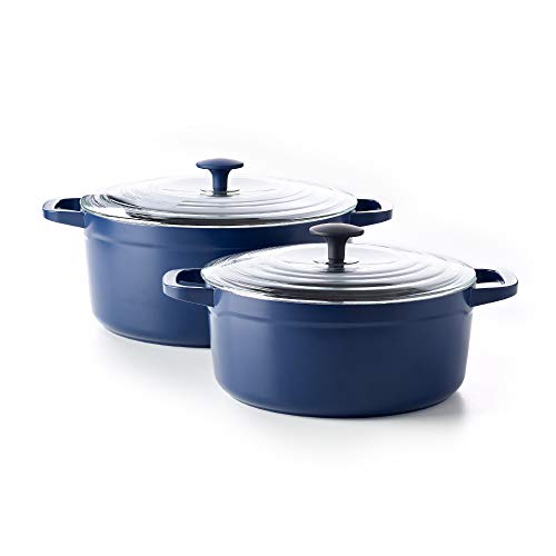 Kitchen Stories CC003208-001 SimmerPro 24cm/4.3L Dutch Oven/Casserole Dish with Tempered Self-basting Lid, Healthy Ceramic Nonstick, Aluminium, Metal Utensil/Induction/Dishwasher/OvenSafe, Dark Blue 7 Gallery Image