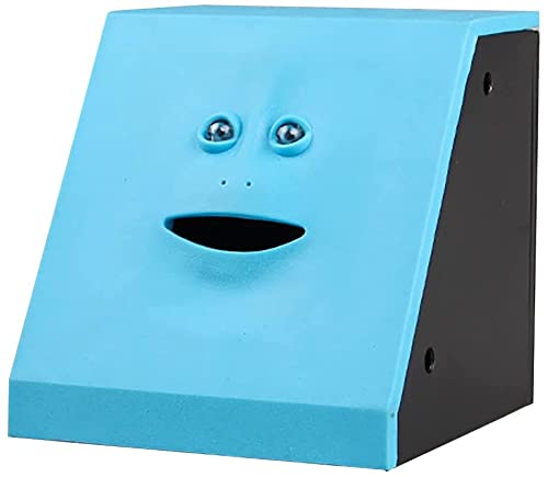 D/N Funny Face Monkey Bank Coins Storage Coin Bank for Girls & Boys, Face Money Eating Box Banks, Piggy Coin Banks Practical Gifts for Birthday (Blue bank)
