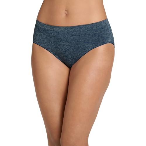 Jockey Women's Underwear Smooth & Shine Seamfree Hipster, Navy Heather, 6