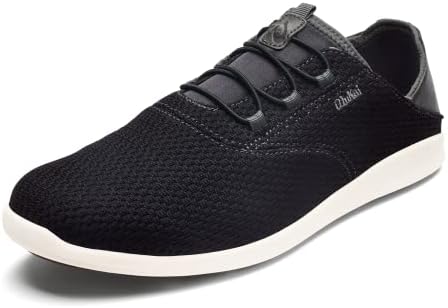 OLUKAI Alapa Li Men's Athletic Sneakers, Breathable Mesh & Moisture-Wicking Design, No Tie Laces, Lightweight & Supportive, Blk/Dk Shadow, 10.5