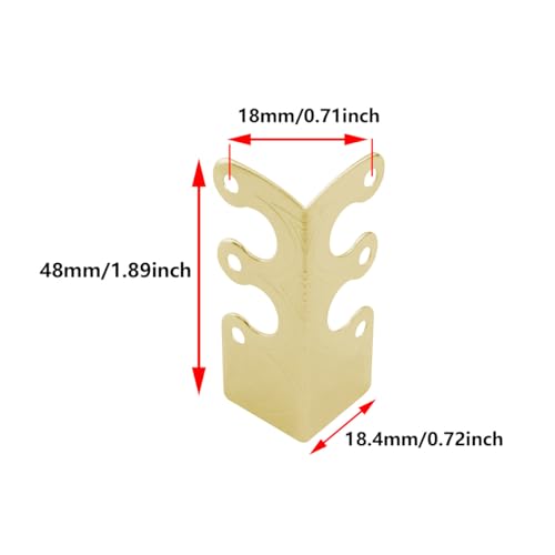 Image of JianLing 10PCS Chinese Antique Skirting Board Corner Protector Gold 60 Screws 48mm Vintage Metal Corner Protector for Skirting Board Cabinets Desks Dressers Bookcases Wooden Crate Corner Protection