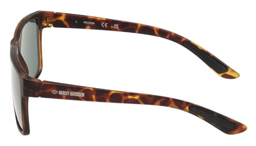 Harley-Davidson Men's Navigator Sunglasses Matte Tortoise Frame & Green Lens2