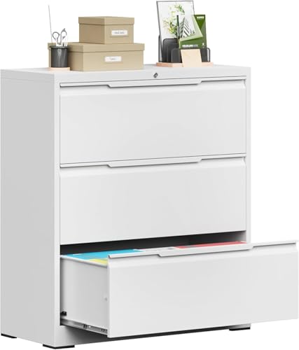 3-Drawer Metal Lateral File Cabinet with Lock