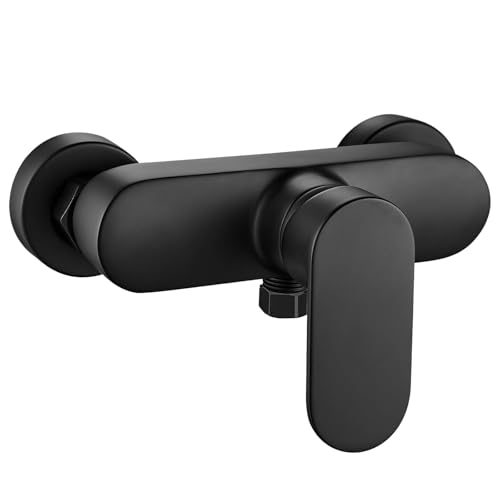 Xkzhrr Monomando Ducha Plateado, Grifo Bañera, Montaje En Pared Y G1/2 Salida Inferior, Grifo Monomando Ducha Cromo, Accesorios De Baño(Negro)