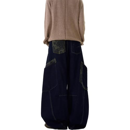 GUOYUXIAO Men's Jeans American-Style Curved-Leg Pants Loose-fit Casual Wide-Leg Trouser for Men