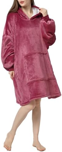 Famulily Oversized Blanket Hoodie Warm Long Fluffy Fleece Hoodies for Women Men