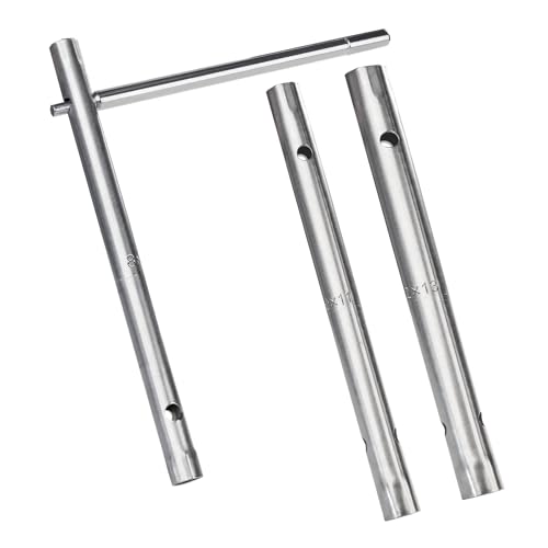 HAUTMEC 3PCS Tubular Box TapSpanner Wrench Set With Tommy Bar, Dual-Ended Socket Wrench, Plumber Repair Metric Tap Spanner Set for Water Taps Installation Plumber Back Nut Tap -8×9mm, 10×11mm, 12×13mm