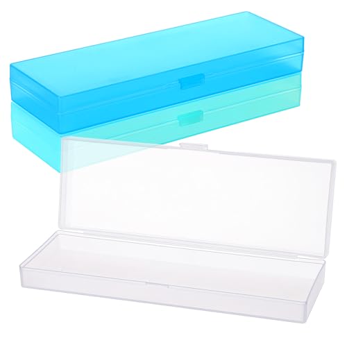 Image of Dimeho 7 Inch Plastic Storage Boxes, 3 Pcs Rectangular Small Storage Containers with Hinged Lids Storage-Organizer Box for Small Items Art Craft Jewelry Accessories, 7.16 x 2.44 x 1 inches