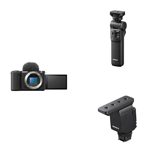 camcorder sony zv-e10 ii con microfono shotgun e grip bluetooth per vlogging