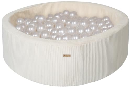 Piscine à balles Ronde en Velours côtelé avec 200 balles ⌀90 cm