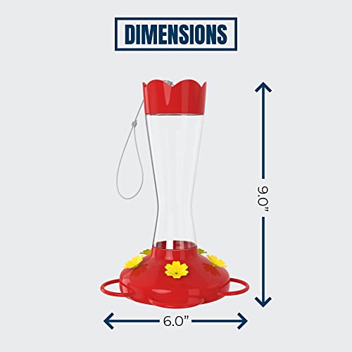 Mekkapro Outdoor Hummingbird Feeder Made From Glass, Hanging 5 Nectar Feeding Stations, Bright Red, Backyard Feeder (10 Ounces) #TOP3