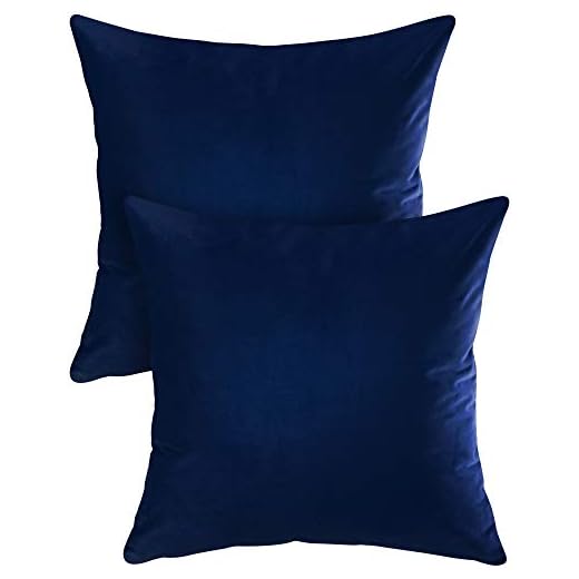 Utopia Bedding Fundas de Almohada Cuadradas Decorativas de Terciopelo Suave (Juego de 2) - Fundas de Cojín con Cremallera - Fundas de Almohada para Sofá y Cama - 45 x 45 cm - Azul Oscuro
