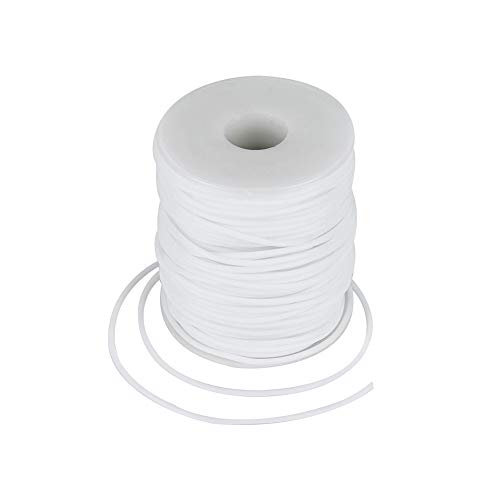 Pandahall 54.68 Yards/Roll 2Mm Hollow Pipe Tubuing Rubber Cord With 1Mm Hole Solid Rubber Tube Cord With Plasic Spool (White) #TOP1